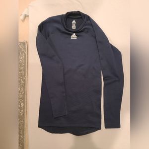 Adidas long-sleeved shirt; 92% polyester blend; navy blue; athletic